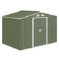 9.1'x6.4'x6.3' Garden Storage Shed w/ Foundation Kit Metal Tool Storage House w/ Double Doors Light Green