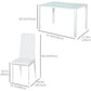 5-Piece Rectangular Glass Kitchen Table and Chairs with Metal Frame and Faux Leather Upholstery for Dining Room, White