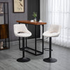 Bar Stools Set of 2, Swivel Counter Height Barstools with Adjustable Height, Linen Upholstered Bar Chairs with Round Metal Base and Footrest, Cream