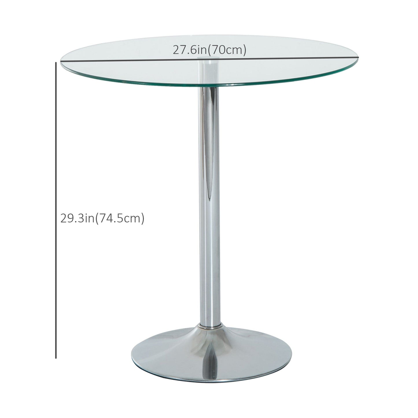 Round Glass-Top Pub Table - Silver