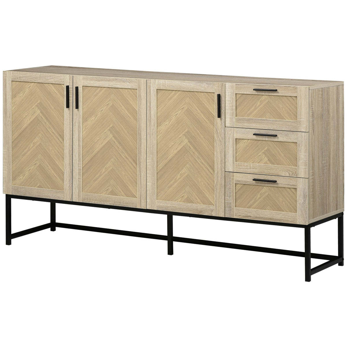 Coffee Bar Cabinet with Drawers and Shelves - Oak