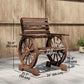 Wood Outdoor Patio Chair, Lounge Chair with Wagon Wheel Armrests, Slatted Wide Seat, Slanted Backrest, Carbonized