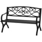 50" 2-Seater Outdoor Garden Bench Antique Loveseat with Armrest for Yard, Lawn, Porch, Patio, Steel/ Black