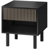 Bedside Table with Drawer and Open Shelf - Black