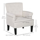 Armchair, Fabric Accent Chair, Modern Living Room Chair with Wood Legs and Rolled Arms for Bedroom, Cream White