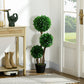 3ft Artificial Tree, Triple Ball Boxwood Topiary with Pot and Sandalwood Leaves, for Indoor Outdoor Home