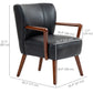 Accent Chair, Modern Armchair, Faux Leather Upholstered Living Room Chair with Wood Legs and Wide Padded Seat, Black