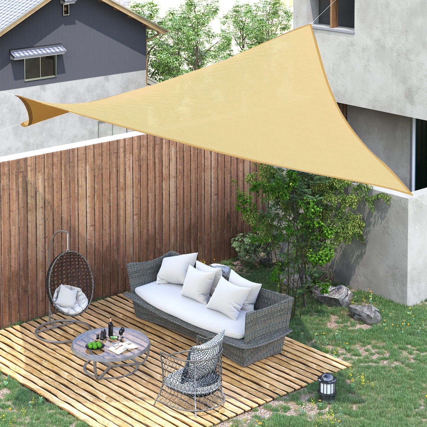 10ft x10ft Square Canopy Sun Shade Sail Garden Cover UV Protector Outdoor Patio Lawn Shelter with Carrying Bag Sand