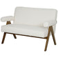Boucle Fabric 2 Seater Sofa, Small Sofa Loveseat with Thick Padding and Wood Legs, Cream White