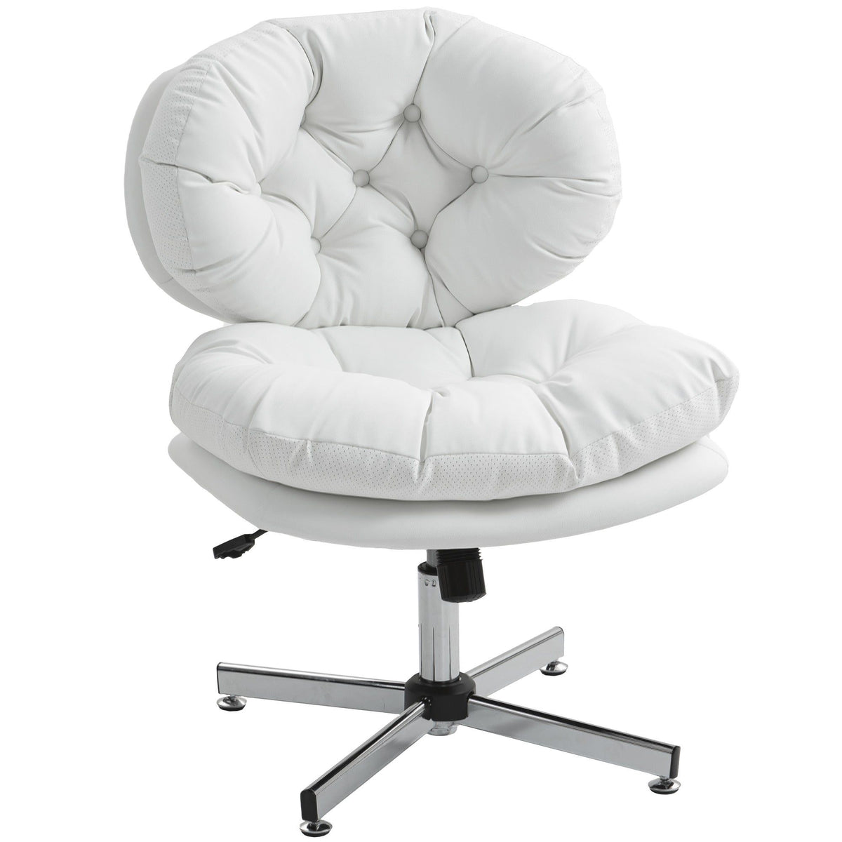 Armless Office Chair with Adjustable Height - White