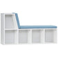 Multi-Purpose Bookshelf with 5 Cubes, 5-Cubby Bookcase with Cushioned Reading Nook and Storage Shelves, Blue