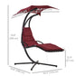 Outdoor Hammock Chair with Stand, Floating Chaise Lounge Chair with Soft Padded Cushion, Hanging Hammock Swing Reclining Seat with Canopy Umbrella, Wine Red