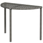 Half Round Side Table, PE Rattan Coffee Table with Metal Frame for Patio, Garden, Balcony, Grey