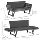 Convertible Wicker Loveseat Grey Patio Chaise Lounge