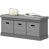 Shoe Storage Bench with 3 Fabric Drawers - Grey