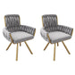 Set of 2 Velvet Dining Chairs with Upholstered Ergonomic Seats, Industrial-Chic Swivel Chairs with Metal Legs, 25'' L x 25'' W x 34'' H, Gray