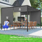 10' x 13' Outdoor Patio Pergola with Sliding Roof, LED Lights, Solar Powered for Garden, Lawn, Backyard, Dark Grey