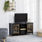 TV Stand for TVs up to 55 Inches, TV Cabinet with Adjustable Shelves and Cable Holes, TV Bench for Living Room, Black