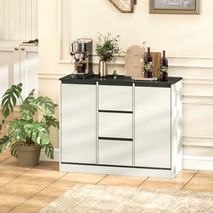 Sideboard Buffet with 3 Drawers and Soft-Close Hinges - White Wood Grain