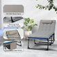 Outdoor Lounge Chair Set of 2, Folding Chaise Lounge Tanning Chair with Cushion, Side Pocket, Brown/Blue