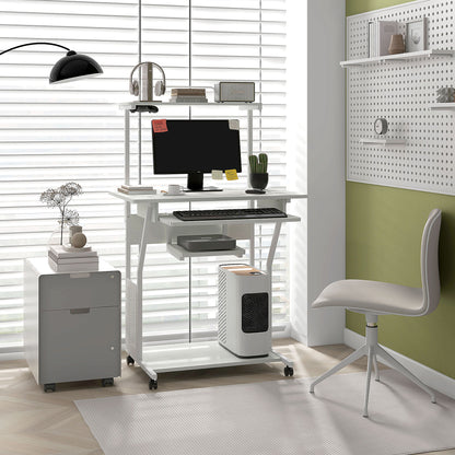 32" Mobile Computer Desk with Keyboard Tray