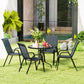 Five-Piece Steel Patio Set, with Glass-Top Table - Dark Grey