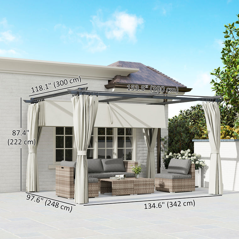 10' x 13' Pergola with Retractable Canopy & Curtains