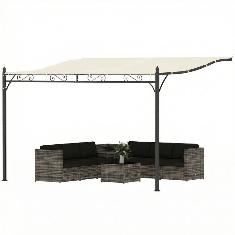 11.5' x 8.2' Wall-Mounted Lean-To Pergola with Metal Frame