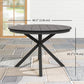 46.5" Outdoor Dining Table for 6, Round Picnic Table with Slatted Top for Balcony, Porch, Black