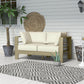 Patio Loveseat, Outdoor Seating for 2, Garden Sofa with Cushions, Wide Armrests, 54.3"x27.6"x24.6", Cream White