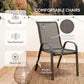 3 Pieces Bistro Set, Small Patio Furniture Set with Stackable Mesh Chairs, Glass Table for Garden, Light Mixed Brown