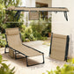 Outdoor Folding Chaise Lounge, Reclining Lounge Chair with Adjustable Backrest and Removable Pillow, Beige