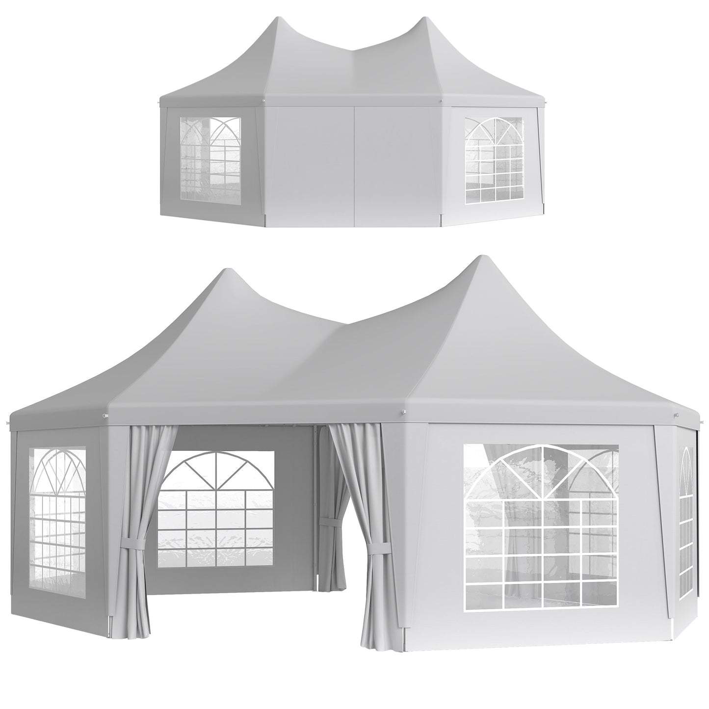 16' x 22' Wedding Event Party Tent High Peak Octagonal Outdoor Gazebo Canopy with Removable Walls, for Weddings, Parties, White