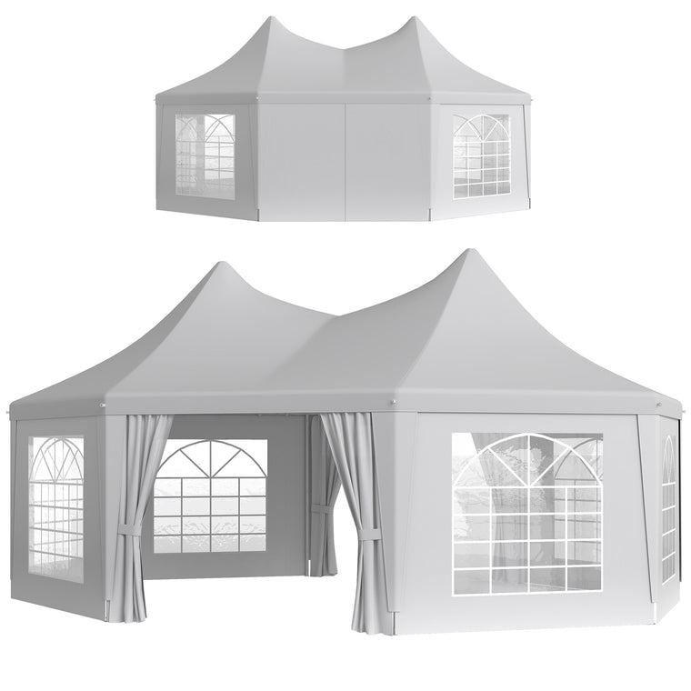 16' x 22' White Octagonal Party Tent Gazebo