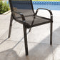Set of 2 Outdoor Dining Chairs, Stackable Lawn Chairs with High Back, Breathable Mesh Seat for Garden Porch, Black