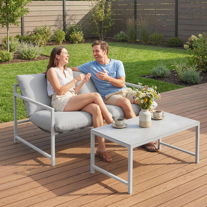 2-Piece Loveseat Sofa Set with Cushions and Coffee Table