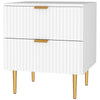 Nightstand with 2 Drawers and Metal Legs