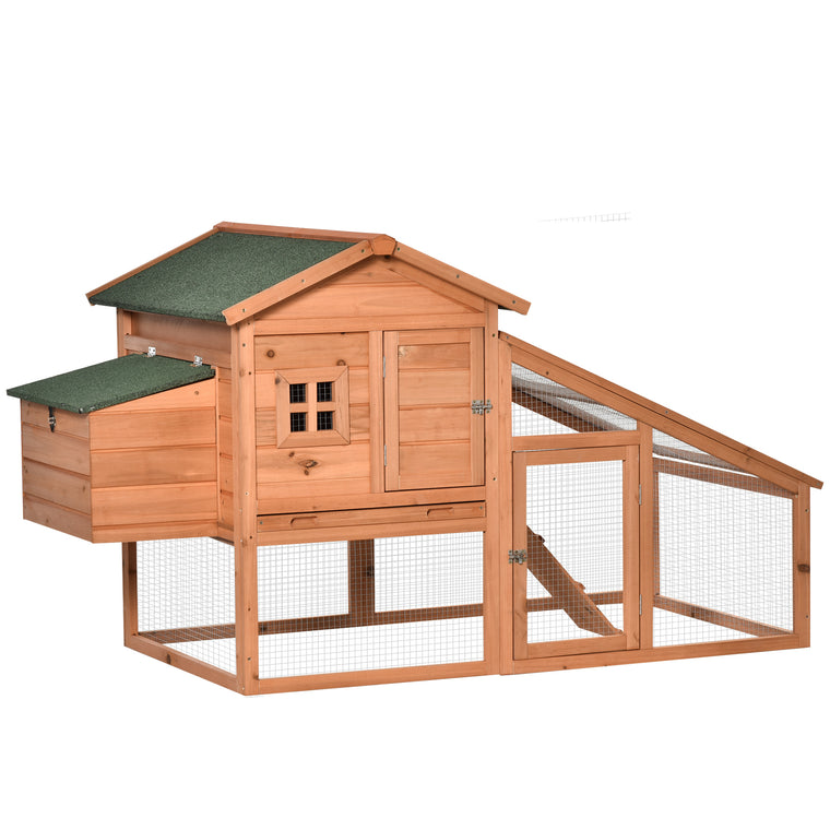 69" Wooden Chicken Coop with Nesting Box & Run