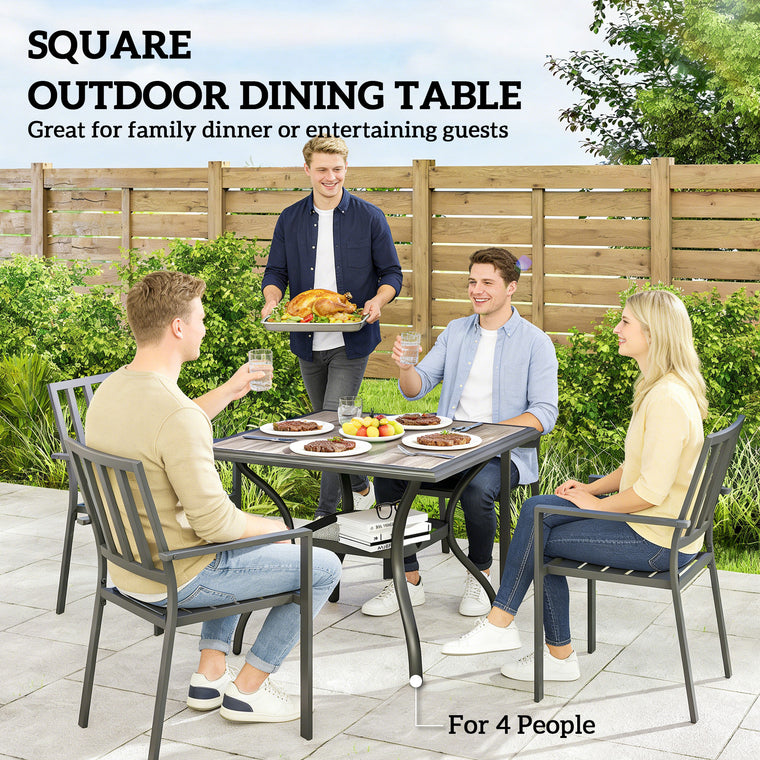 Square Dining Table for 4 with Faux Wood Top