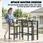 3 Piece Patio Bar Set, Outdoor Bar Table and Stools, Electrophoresis Steel Tabletop, X Back, Footrest, Cushions, Khaki