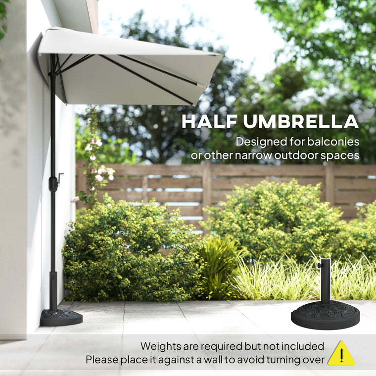 8ft Cream White Half Umbrella with 5 Ribs