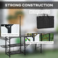 Folding Camping Kitchen, Portable Aluminum Cook Station with Carrying Bag, 3 Side Tables, 2 Shelves for BBQ, Black