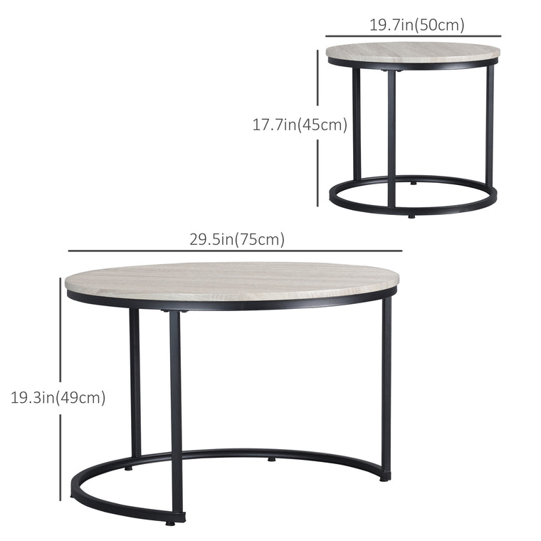 Round Nesting Coffee Tables Set of 2