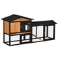 69" Black Wooden Rabbit Hutch with Run & Ramp