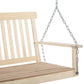 2-Seater Patio Swing Chair, Fir Wooden Porch Swing with Slatted Design, Hanging Chains for Outdoor, Garden, Black