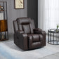 Swivel Massage Recliner Chair Rocker, Overstuffed Manual Reclining Sofa, PU Leather Rocking Chair with Side Pockets, Cup Holders, for Living Room, Nursery, Brown