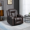 Swivel Massage Recliner Chair Rocker, Overstuffed Manual Reclining Sofa, PU Leather Rocking Chair with Side Pockets, Cup Holders, for Living Room, Nursery, Brown