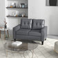 51" PU Leather Loveseat, Upholstered Double Sofa Couch with Armrests, Tufted Backrest, Pocket Spring and Sponge Padded Cushion for Living Room, Bedroom, Home Office, Grey