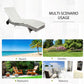 Outdoor Adjustable Wicker Chaise Lounge Chair with Cushion & Wheels for Patio, Deck, Poolside, Cream White
