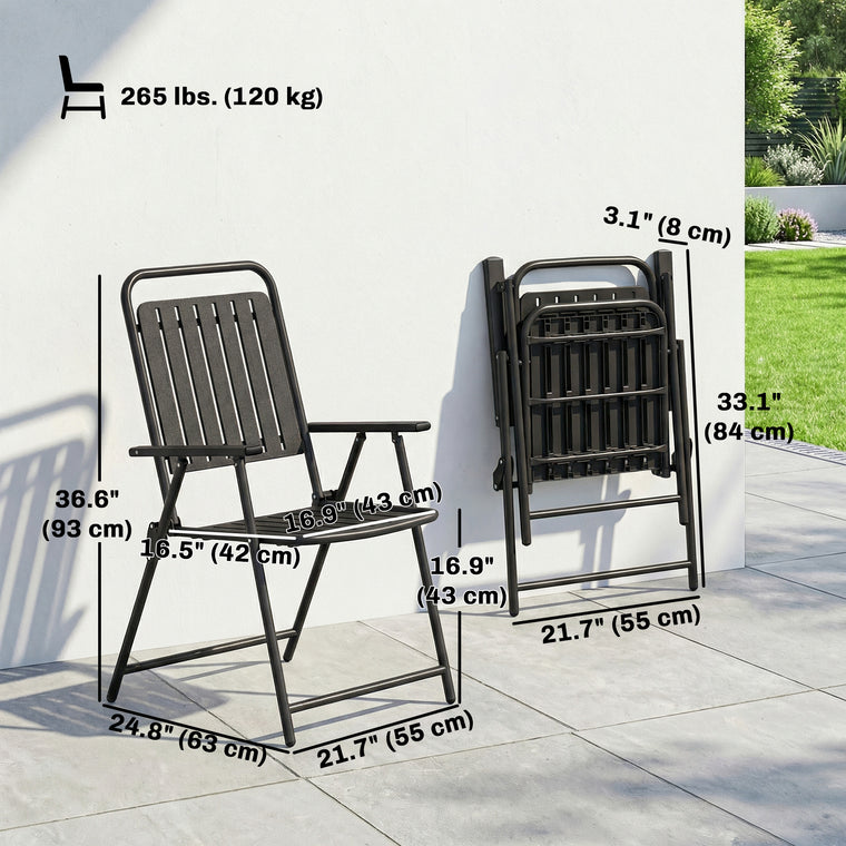 Folding Garden Dining Chairs, Slatted Seat, Set of 4